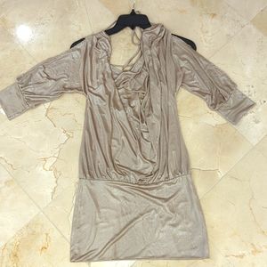 Beige Silver Party Top Size S